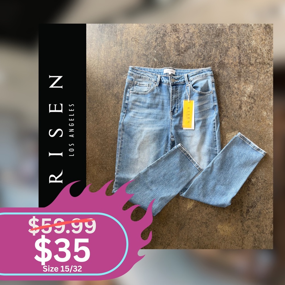 Risen Women's Blue Straight Leg Jeans